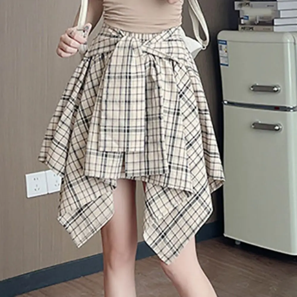 الحلو غير النظامية قمصان مربعة النقش تنورة الدانتيل متابعة ألف خط وهمية قطعتين التنانير عالية الخصر حار فتاة نمط منقوشة السراويل تنورة عطلة