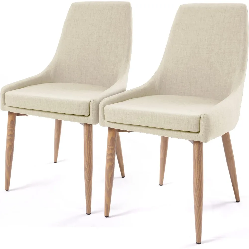 Dining Chairs, Accent Living Room Chair Set of 2 Beige Kitchen and Dining Room Chairs with High Back 2 Pack Fabric Dining