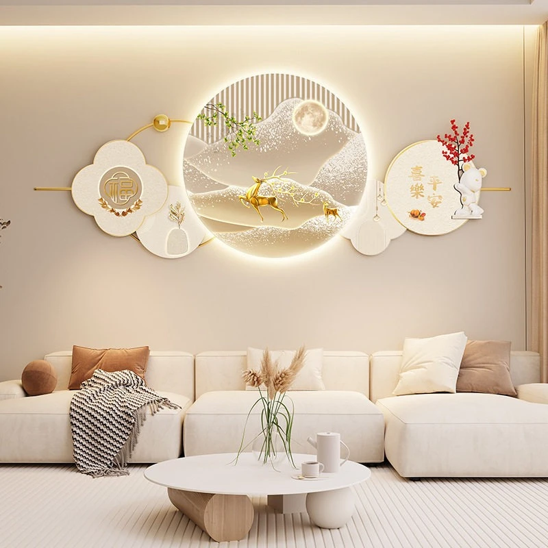 sofa background wall mural Modern simple living room atmosphere hanging painting high-end light luxury cuadros Room decoration