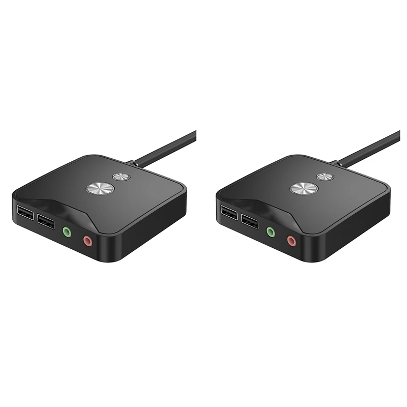 2X Computer Desktop Power Switch External PC Host Power Supply On/Off Push Button Switch, Dual USB And Audio Ports