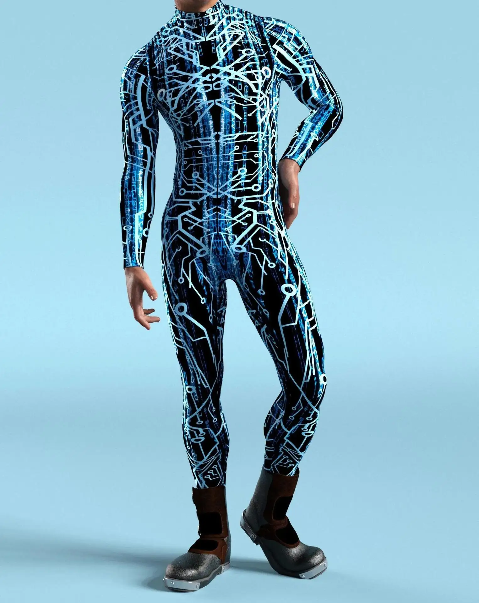 Futuristic Mechanical Armour Jumpsuit Cool Fighter Cosplay Bodysuit Steampunk Costume Halloween Party Shows Men Zentai Suit