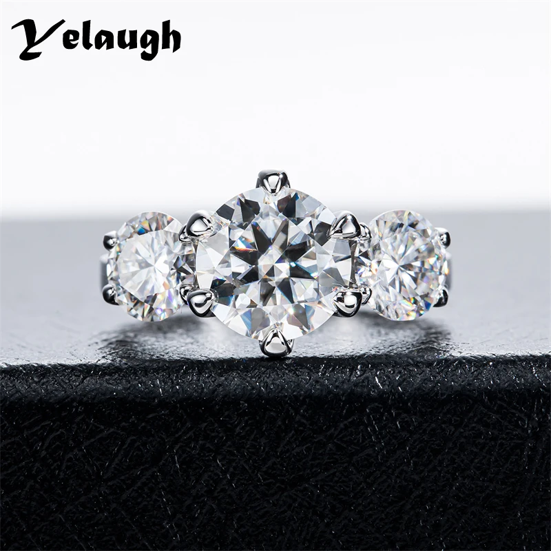 

Yelaugh 5cttw D Color Moissanite Three Stone Engagement Wedding Rings Women 925 Sterling Silver Promise Band Ring Fine Jewelry