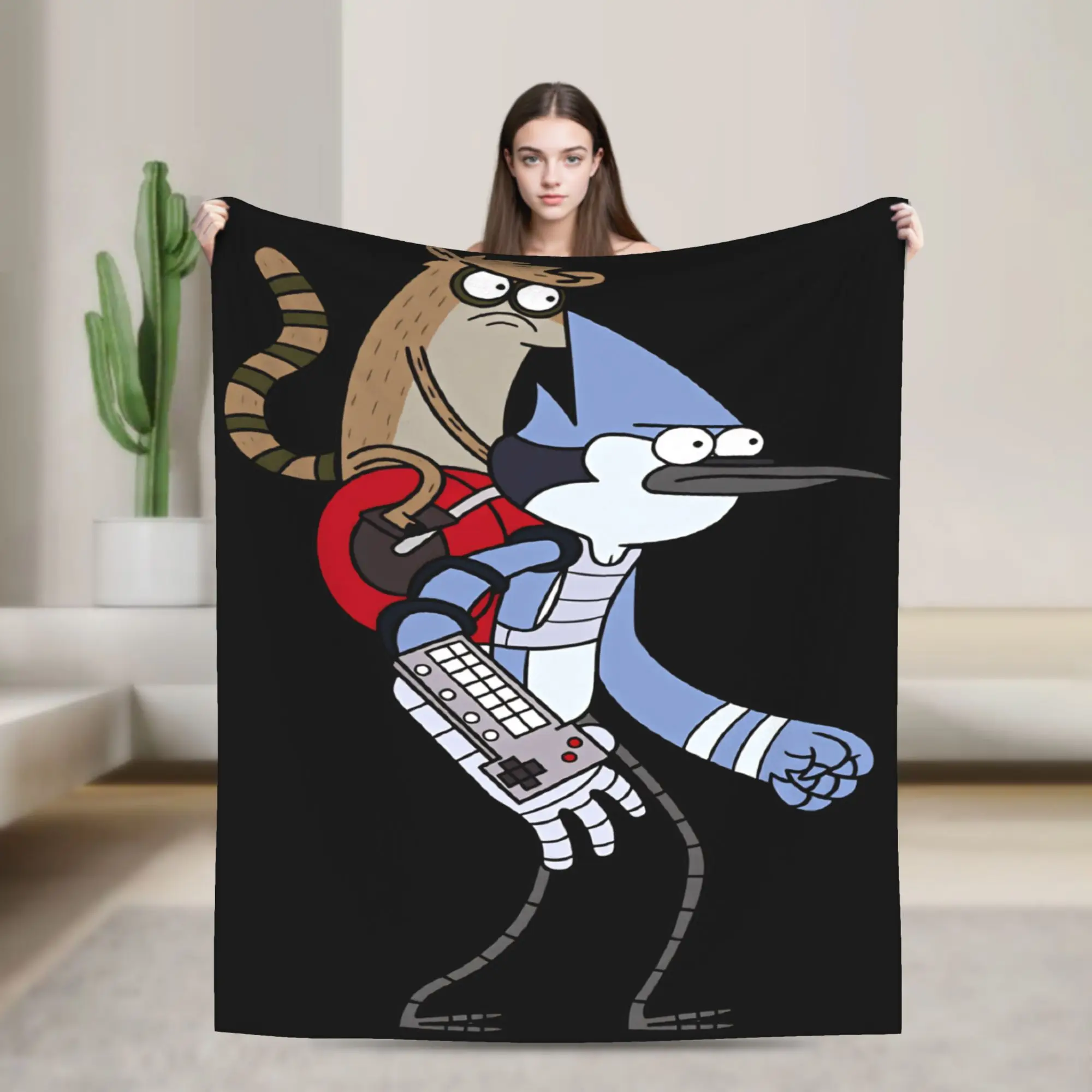 Soft Blanket Decorative Mordecai And Rigby Regular Show Cartoon Characters Throw Blanket Flannel Bedspread For Sofa Bed Cover