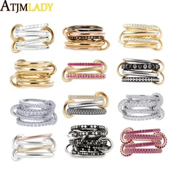 2025 New Fashion Mix Color Multi Pieces Stacking Engagement Band Rings Women Plain Micro Paved 5A CZ Stack Full Finger Jewelry