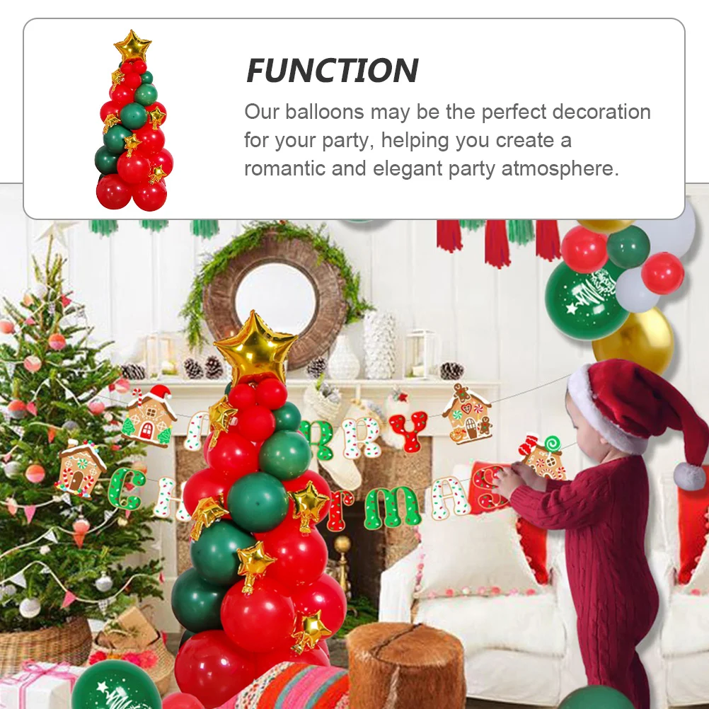 

1 Set Christmas Tree Balloons Decor Latex Aluminum Film Shiny Xmas Party Decoration For Festival Gathering Background Props
