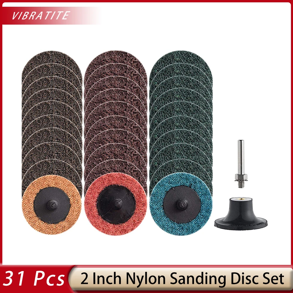 

30Pcs 2inch Nylon Quick Change Sanding Discs Set, with 1/4" Holders, Die Grinder Surface Conditioning Burr Rust Paint Removal