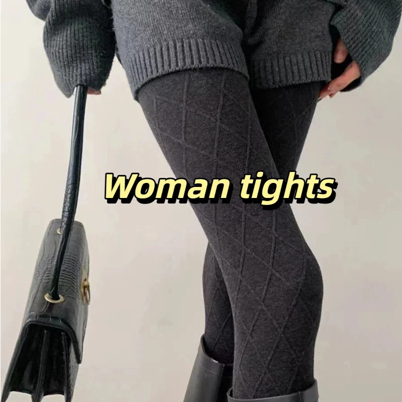 

Korean Retro Plaid Pantyhose Y2k Gray With Cotton Base Socks Winter Warm Fashionable Women's Long Tube Socks Sexy Stocking Woman