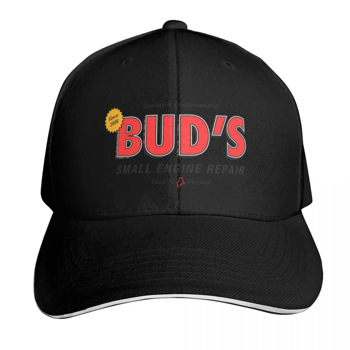 Bud's Small Engine Repair Baseball Cap Breathable Mesh Back Adjustable Buckle Closure Moisture Wicking Quick Dry