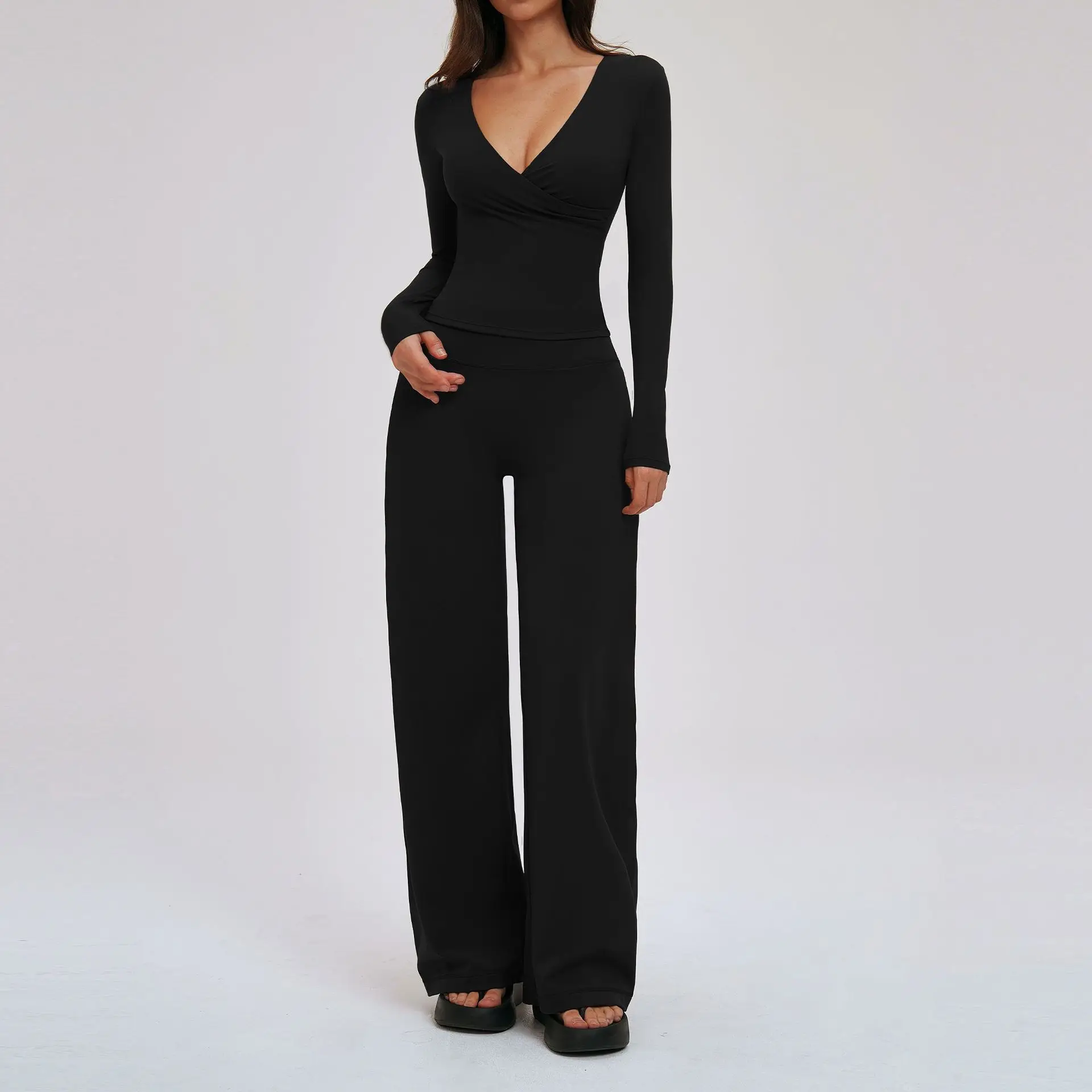 

Комплект для йоги из 2 предметов: спортивный костюм для женщин, быстросохнущий комплект для фитнеса, женский спортивный костюм для бега и тренировок, одежда для йоги с длинным рукавом