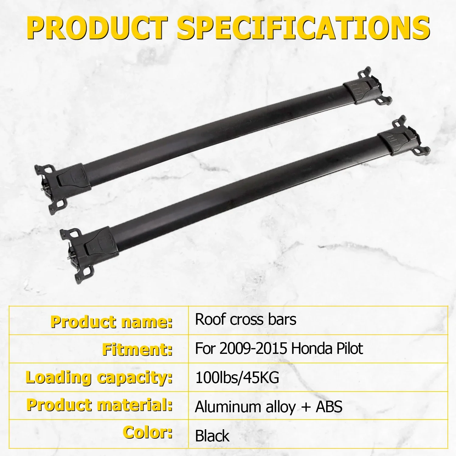 for Honda Pilot 2009-2015 Aluminium Alloy SUV Luggage Carrier Kayaks Bike Canoes Rooftop Holder 45KG Load Roof Rack Cross Bars