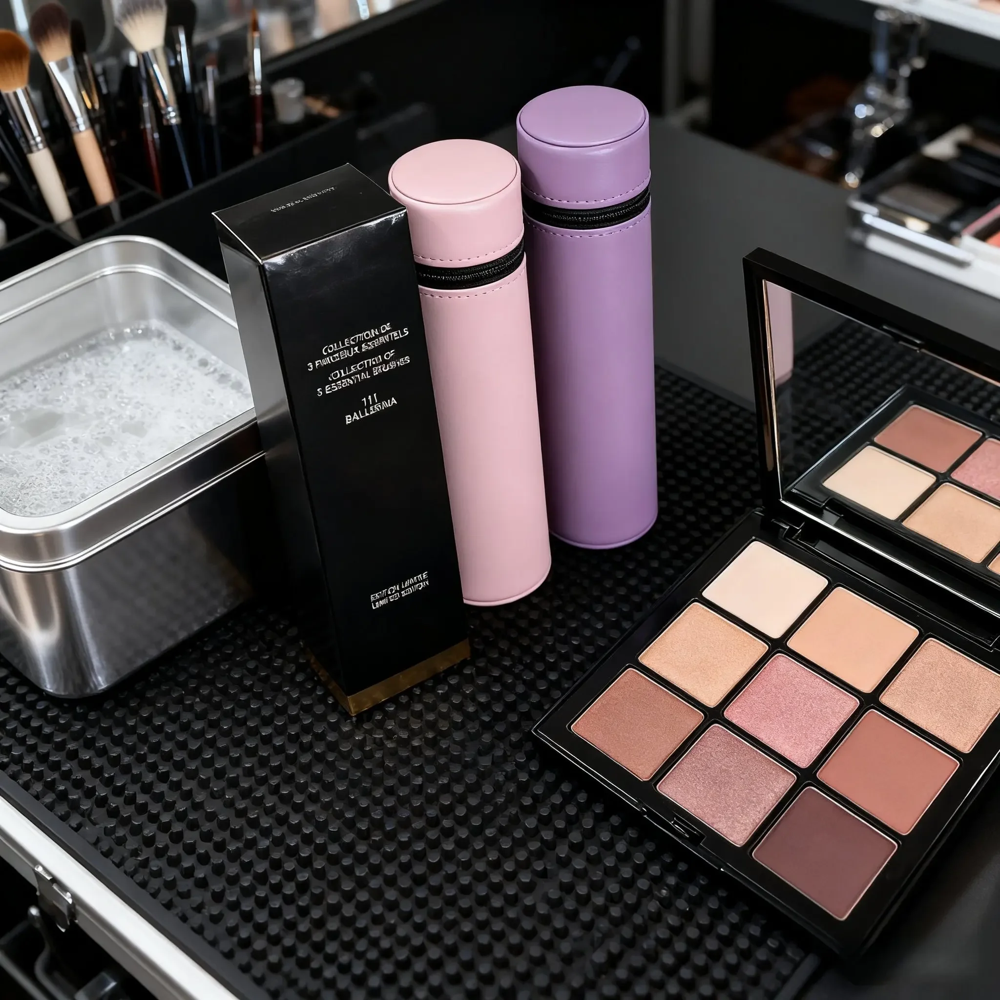 ชุดแปรงแต่งหน้า กระเป๋าเดินทางหนังลูกวัวสุดหรู แปรงปัดแก้ม แปรงรองพื้นแบบใช้ได้สองแบบ แปรงอายแชโดว์สองหัว รุ่นลิมิเต็ดอิดิชั่น