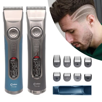 CODOS CHC 980 Aparador de cabelo profissional sem fio recarregável máquina de cortar cabelo masculina com carregador de assento barbeiro máquina de corte de cabelo