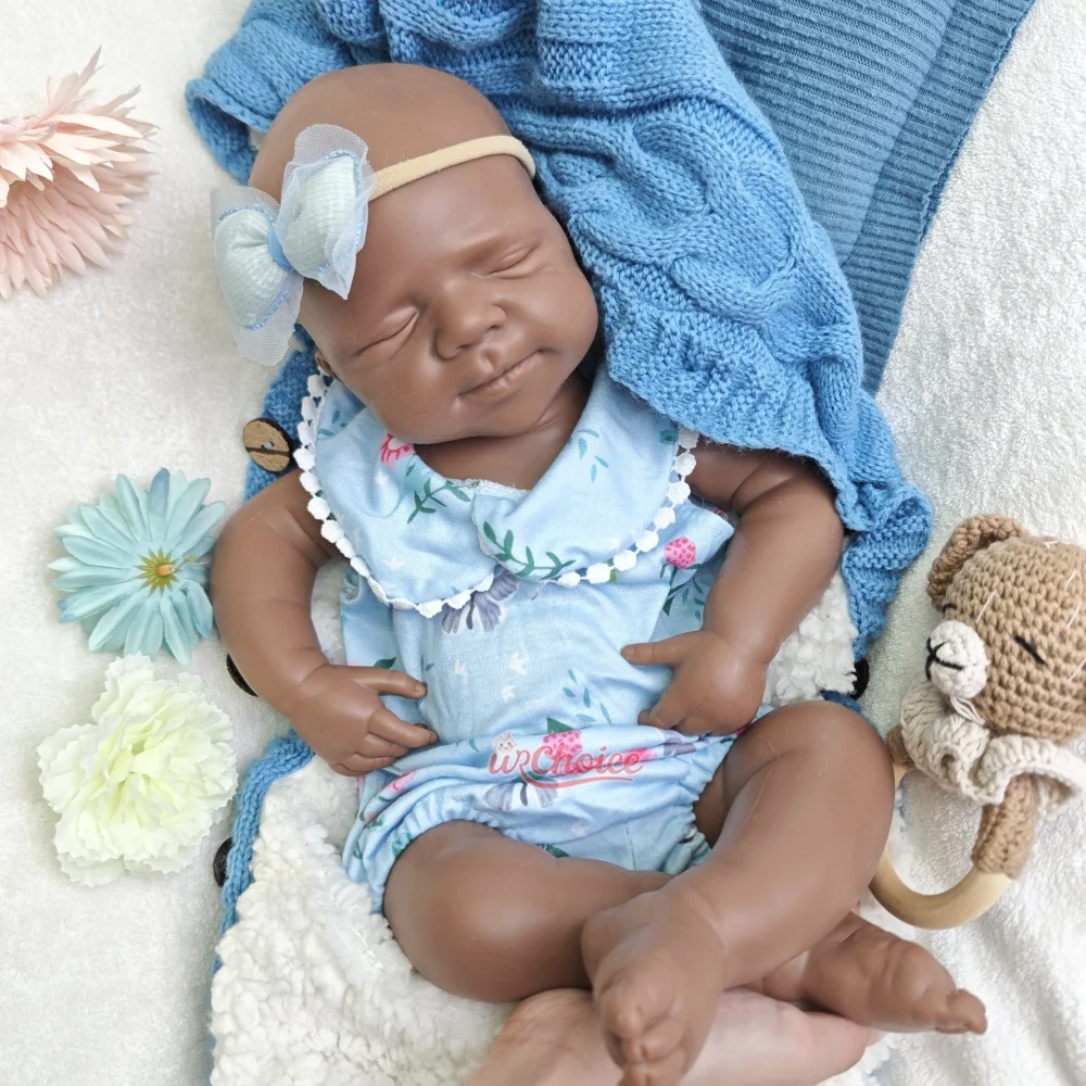 

19-дюймовый темный кожаный силиконовый паскаль для всего тела Reborn для маленьких девочек/мальчиков, моющийся ребенок для художника, эмоциональное склеивание, практика, подарок
