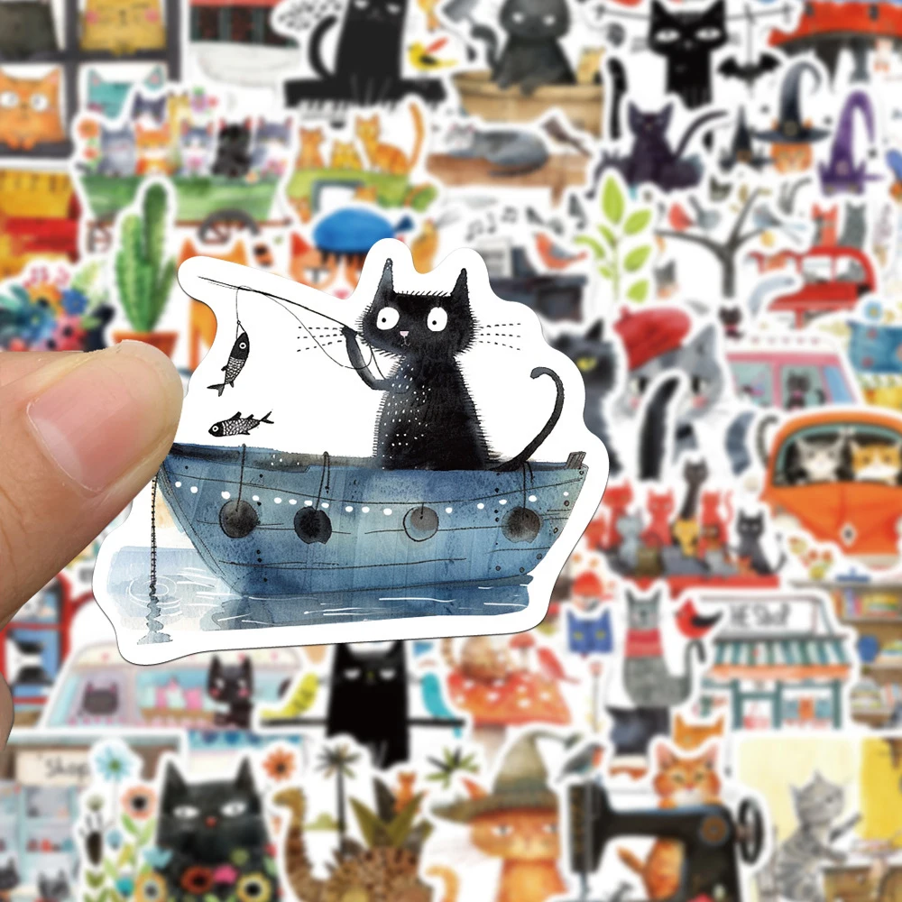 

10/30/50pcs Cute Cartoon Art Cat Stickers Waterproof Graffiti Stationery Suitcase Laptop Kawaii Animal Sticker Toys Funny Decals