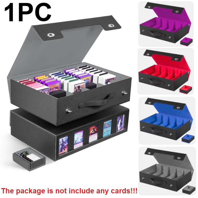 

Коробка для хранения коллекционных карточек, 5 рядов, с ручкой, дисплей Commander, черный/синий/фиолетовый/красный, вмещает 3900 карт для спортивной карты TCG PTCG