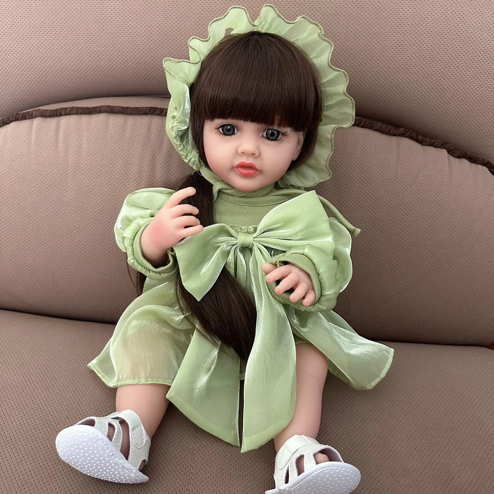 Muñeca de reno de simulación de 55Cm, muñeca de pegamento completo, muñeca de reno Куклы, regalo para niños