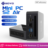 SOYO S2 Air Mini PC intel i5-1340P Windows 11 Pro DDR4 16GB RAM 1TB PCIe M.2 SSD ROM NVME Portable Gaming Desktop Computer WiFi6
