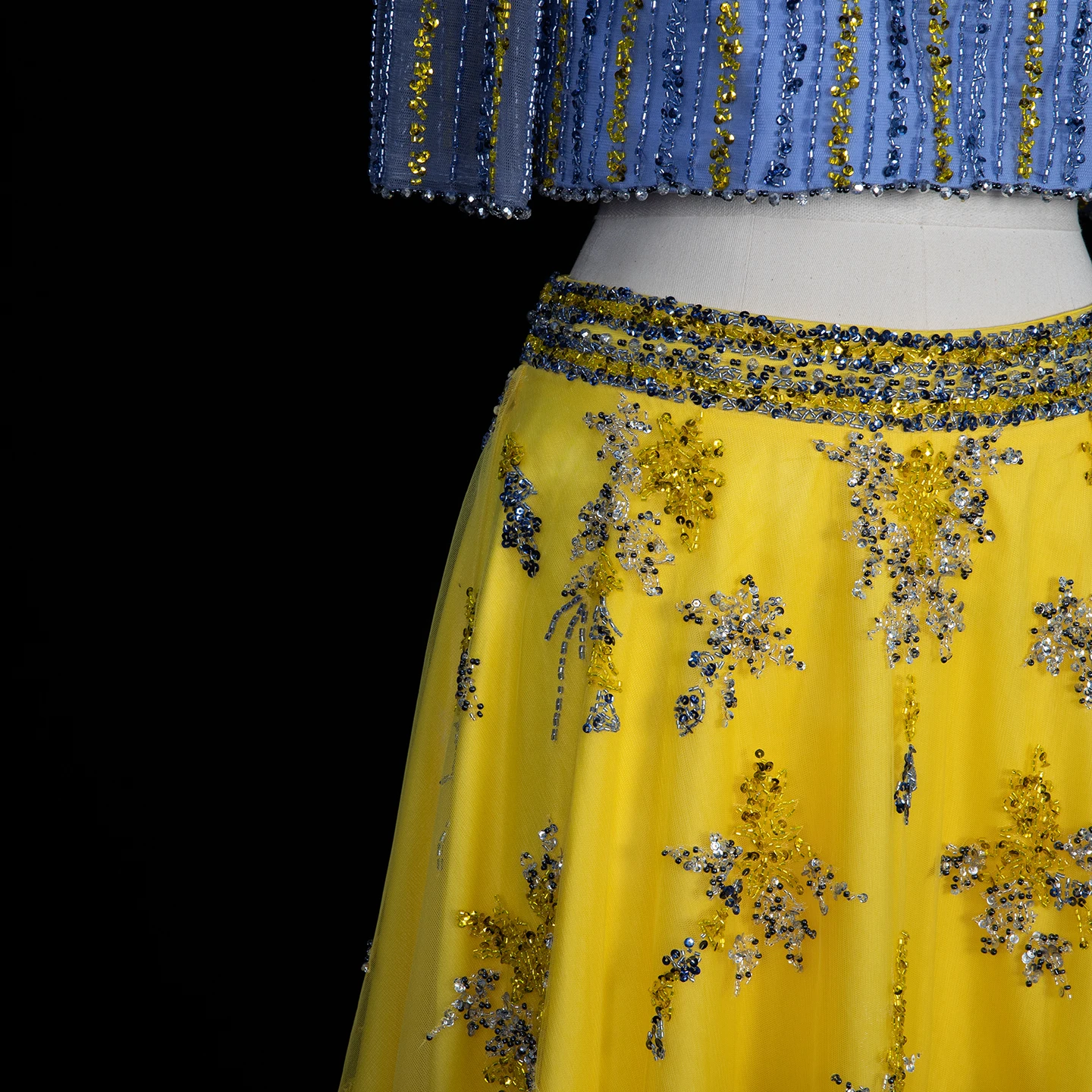 Sharon Said Luxuriöse Dubai Blau-Gelbe 2-teilige Abendkleider für Hochzeitsfeier Elegantes Arabisches Formelles Ballkleid SS490 Maßanfertigung – Detail 7