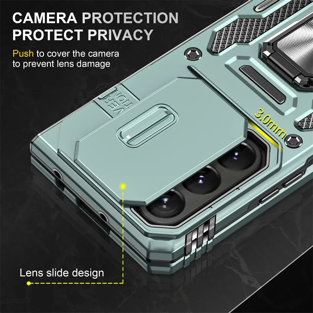 Z Fold5 Fold 6 7 5G Funda a prueba de golpes lente anillo deslizante Etui para Samsung Galaxy Z Fold 7 contraportada para Galaxy Z Fold 6 5 Funda