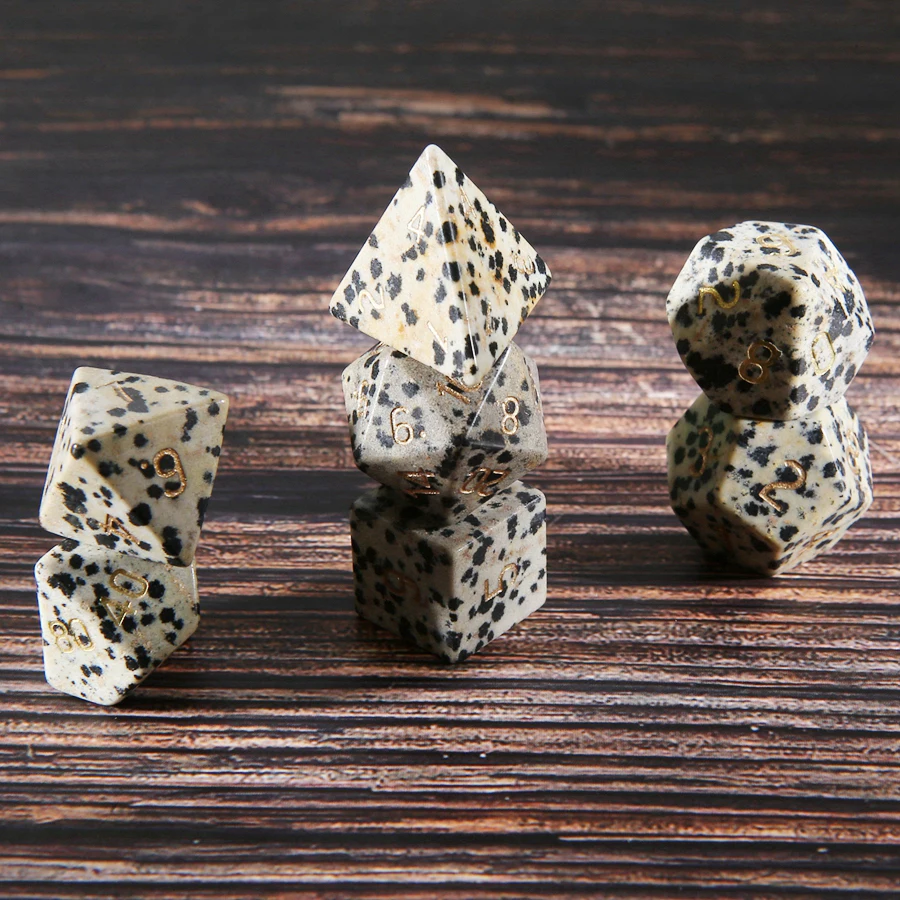 Imagem -06 - Polyhedral Polyhedral Gemstone Dice Ornamentos Jóias Aceitar Personalizado Símbolo de Fonte Logotipo Padrão Natural Dot Stone Dnd e Rpg Spot Goods