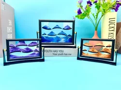 Flipping 3D Flowing Sand Painting Decoration Glass Craft Gift Home Decoration Rotating Square Flowing Sand Painting