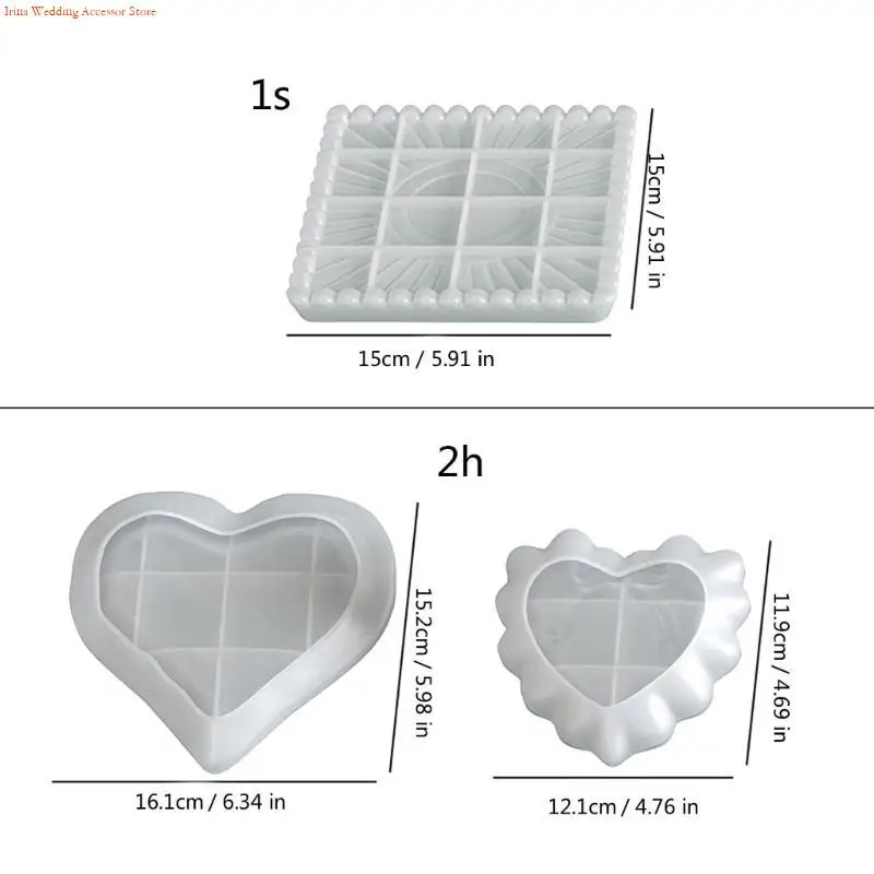 قالب سيليكون احترافي G92D صينية مربعة على شكل قلب لصناعة مجوهرات من الراتنج #6