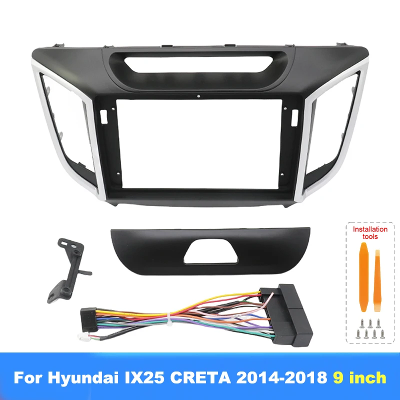 10.1 Inch Car Radio Frame & Wiring Harness for Hyundai IX25 Creta 2014–2018 Dashboard Stereo Installation Kit