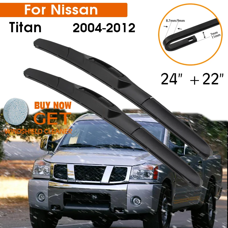 

Car Wiper Blade For Nissan Titan 2004-2012 Windshield Rubber Silicon Refill Front Window Wiper 24"+22" LHD RHD Auto Accessories