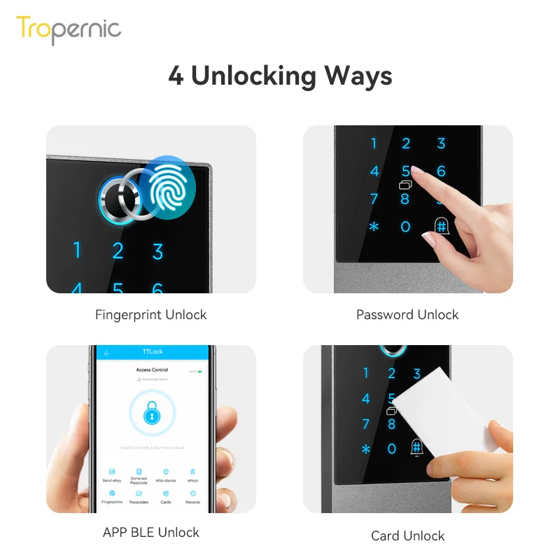 Ip65 à prova dwaterproof água ao ar livre ttlock smart lock sistema de leitor controle acesso alexa impressão digital bluetooth rfid cartão senha app