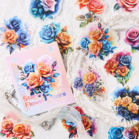 15pcs/pack Large Flower Stickers Washi Material Junk Journal Art Collage Decorative Stickers Aesthetics Stationery Supplies