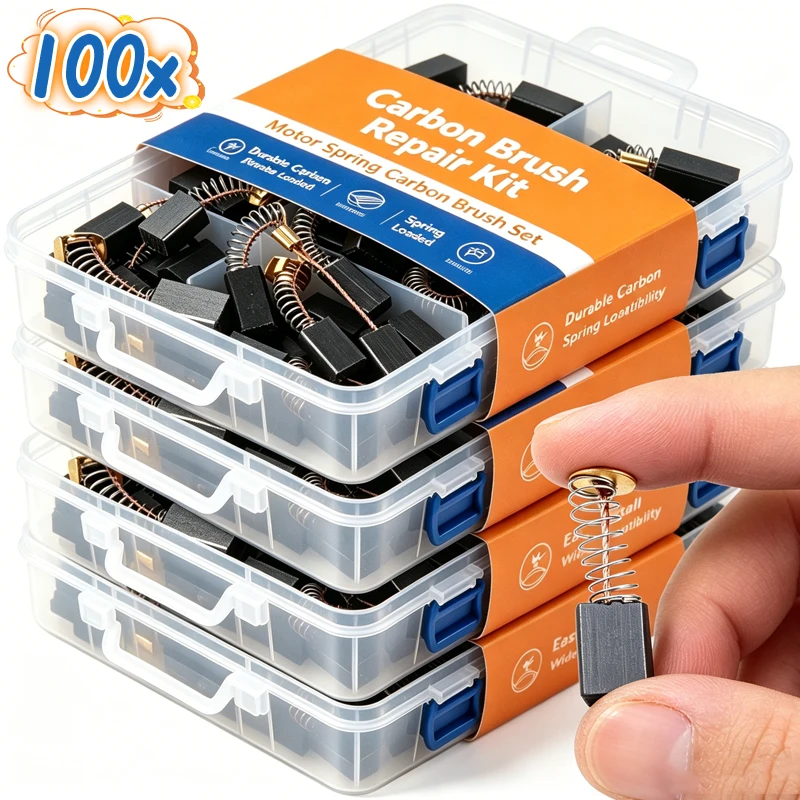 Carbon Brush Repair Kit Power Tool Electric Motor Replacement Parts Chainsaw Hand Drill Angle Grinder Graphite Brush Spring Part