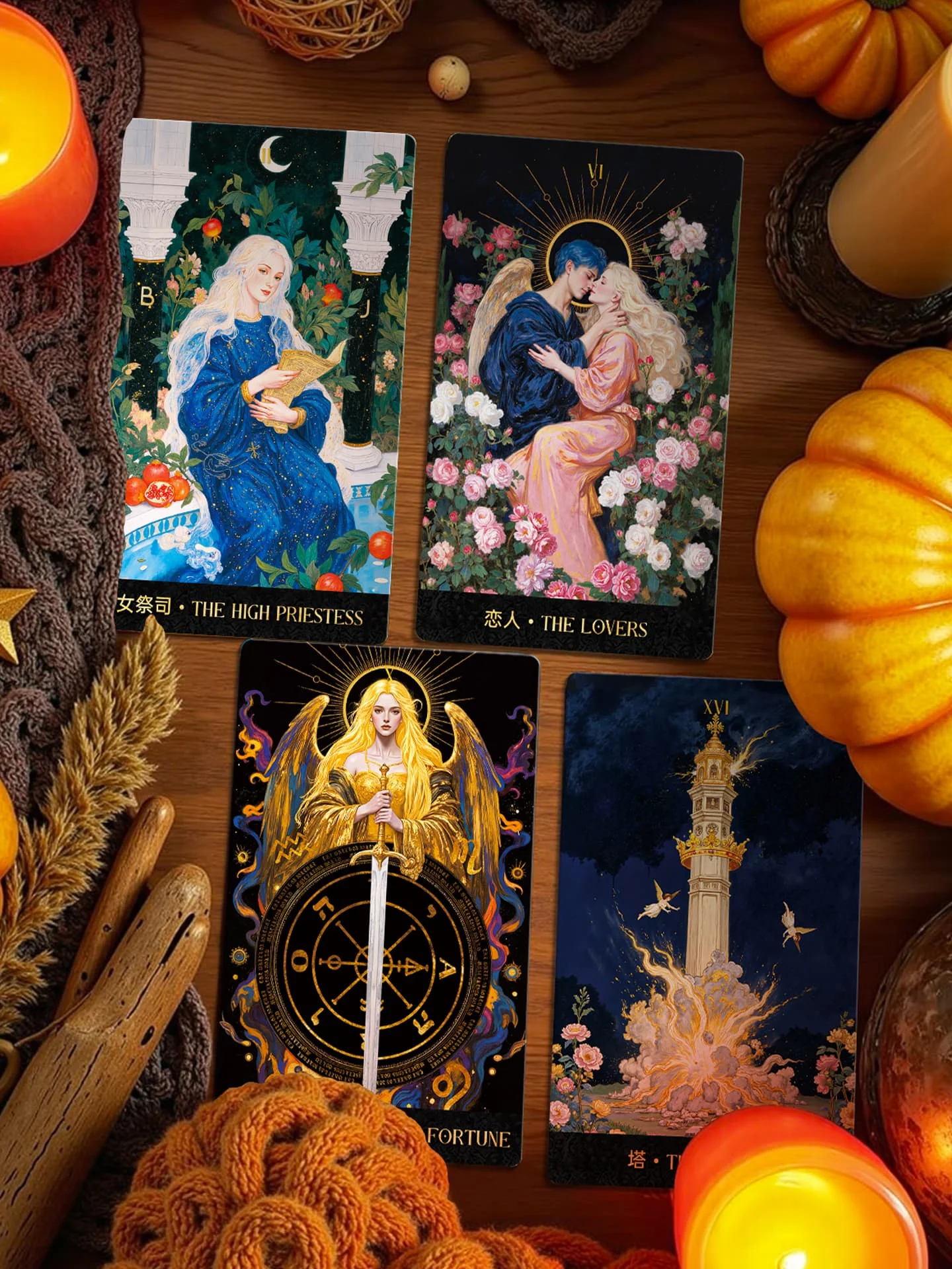 جديد الأصلي أصيلة الكاهنة العليا الحصري Moonshadow الأزهار نذر بطاقات التارو 12x7 سنتيمتر أوراكل رايدر وايت الفاخرة المهنية #6