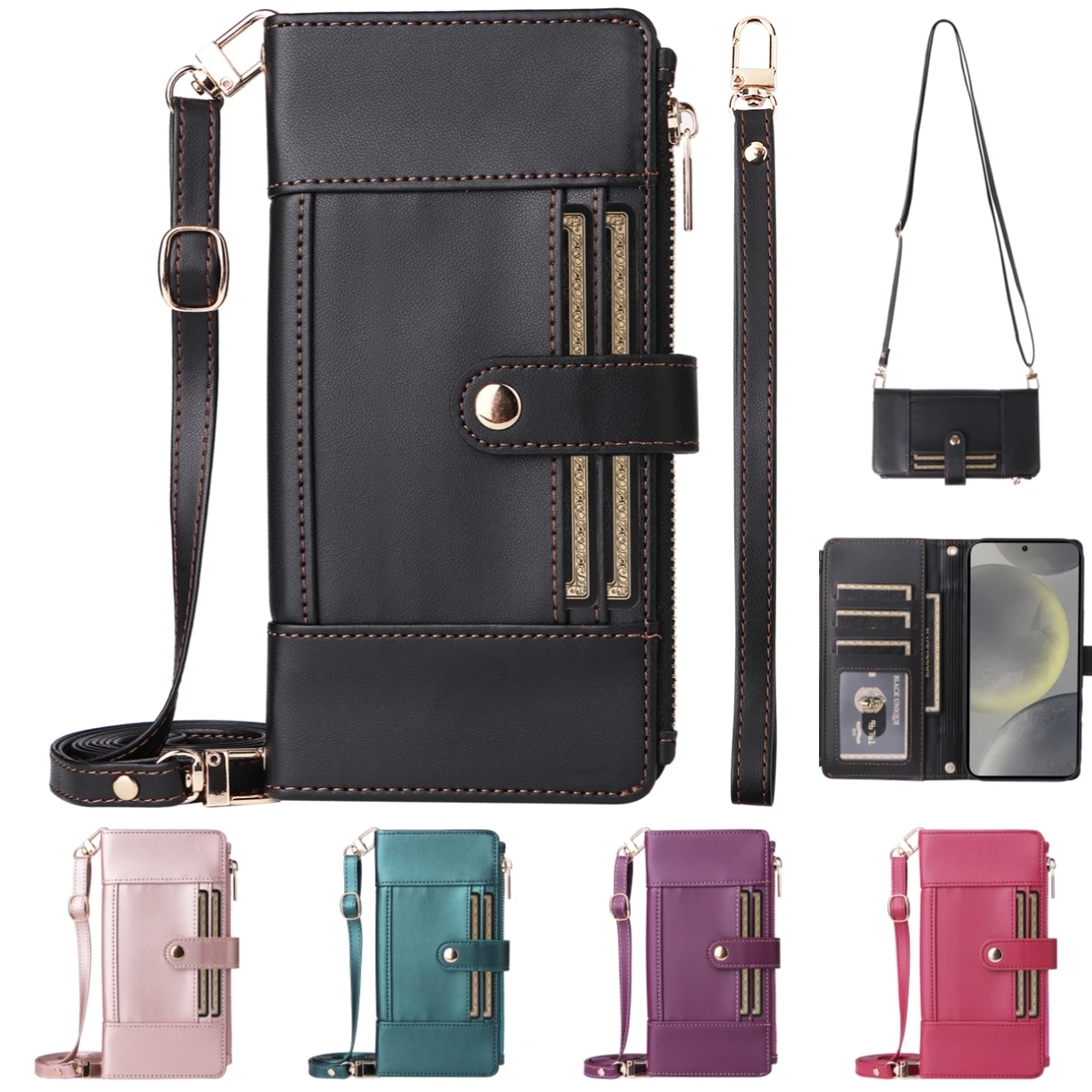 

Crossbody Leather Case For Samsung Galaxy S25 Edge S24 Ultra S23 FE S22 S21 Plus A56 A36 A16 A26 A55 A35 A15 Wallet Phone Cover