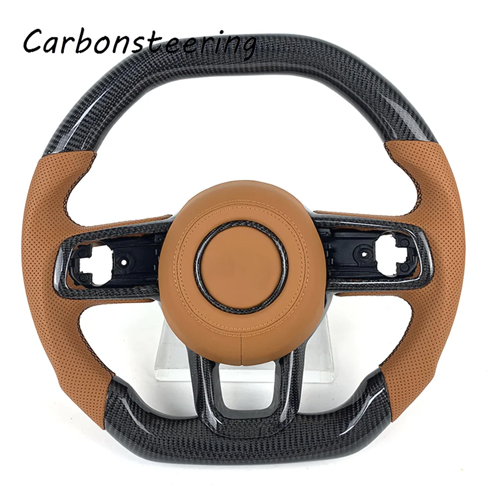 For Jeep Cars accessories Customized perforated leather carbon fiber steering wheel for Gladiator Wrangler 2018-2024 models