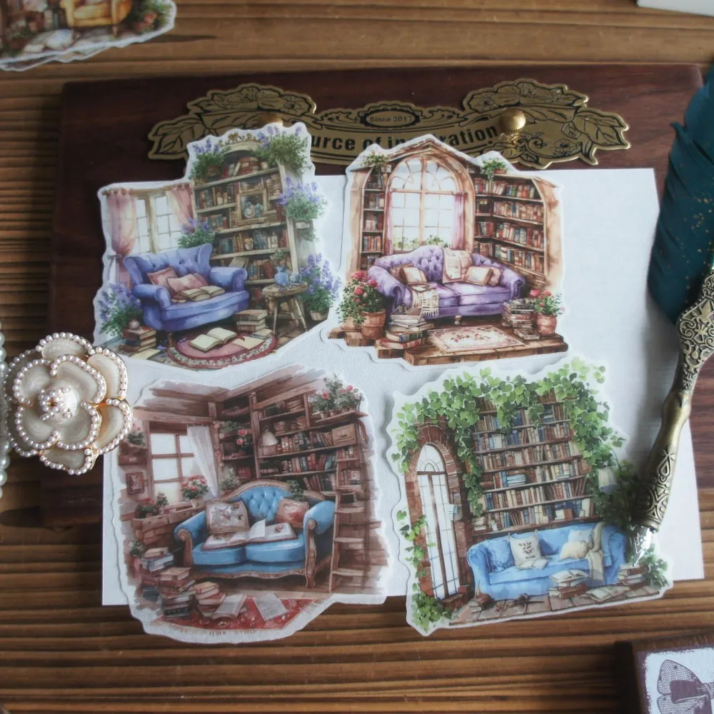 

10 Pcs Building A Dream House Plant Flower and Building Walls Style PVC Sticker Scrapbooking DIY Gift Decoration Tag