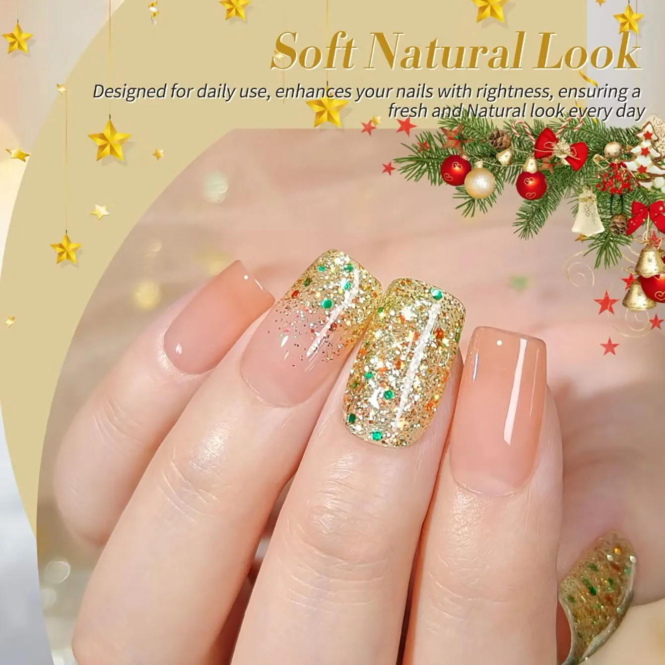 10ML 1PCS Christmas Diamond Strobe Whitening Gold Nails Seven Colors Glitter Nail Glue UV Light Nails Nail Art