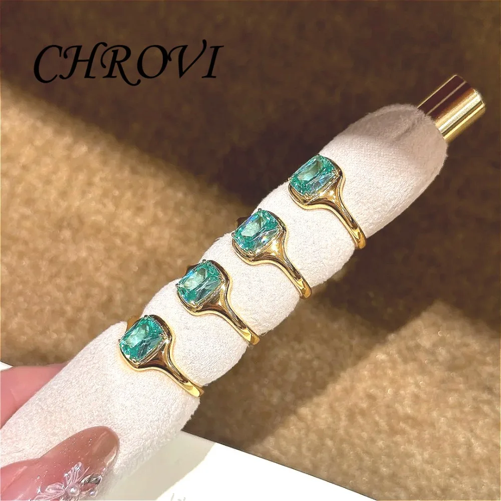 Vintage 925 Sterling Silver Dopamine Exquisite Square Paraiba Diamond Ring Ice Flower Women's Ring