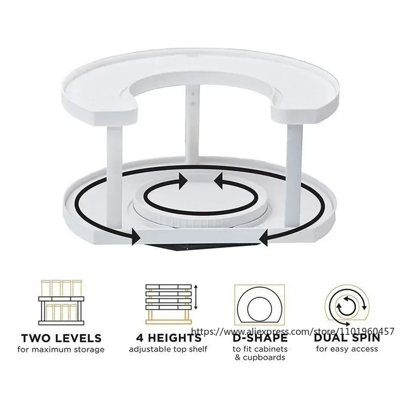 SPICE SPINNER Kitchen Rotating Seasoning Rack Double Layer Seasoning Salt Sugar Bottle Storage Rack Household Storage Artifact
