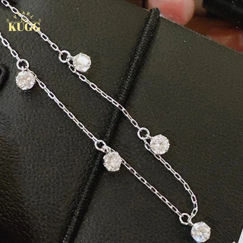 

KUGG 18K White Gold Bracelet Shiny Real Natural Diamond Romantic Full Sky Star Design Elegant Jewelry for Women Engagement Party