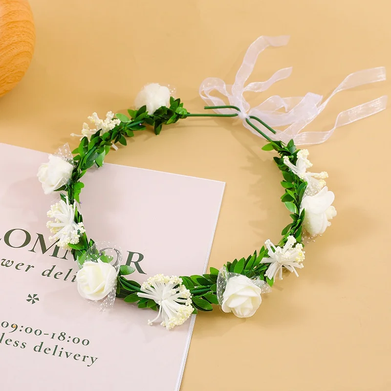 

Цветочный венок-ободок с искусственными розами, гавайская свадебная гирлянда, головной убор для фотосессий и подарков