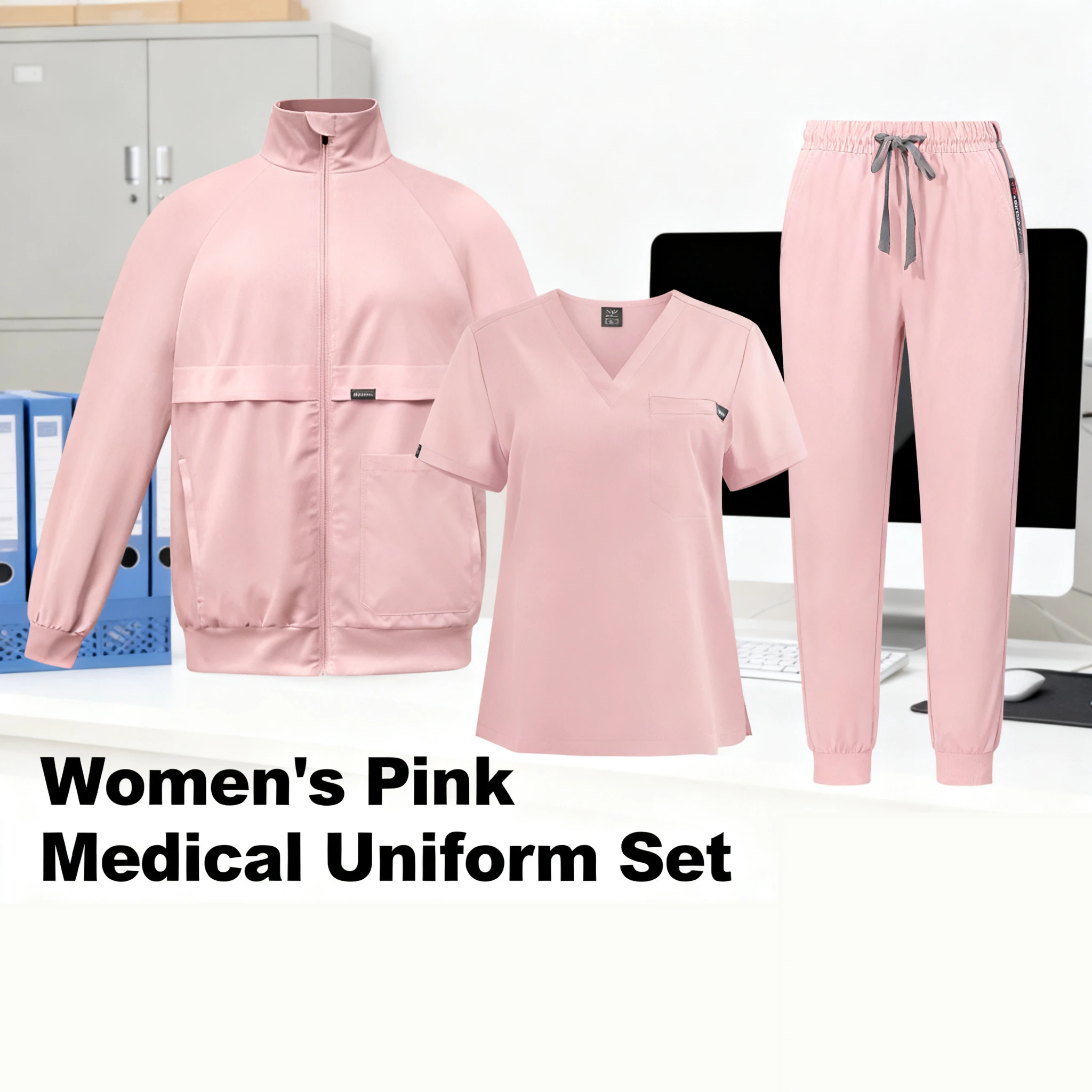 

Winter Thickened Comfortable Warm Long-Sleeved Coat Hand Wash Clothes Nurse Uniform Women Three-Piece Set 52002+42031