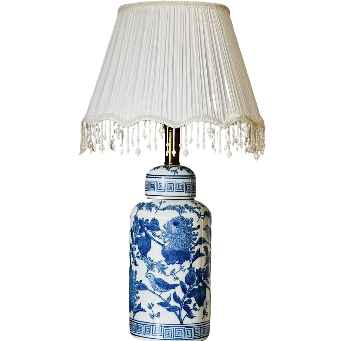 Bedside Table Lamp, Blue and White Porcelain Table Lamp, Intelligent Remote Control Table Lamp