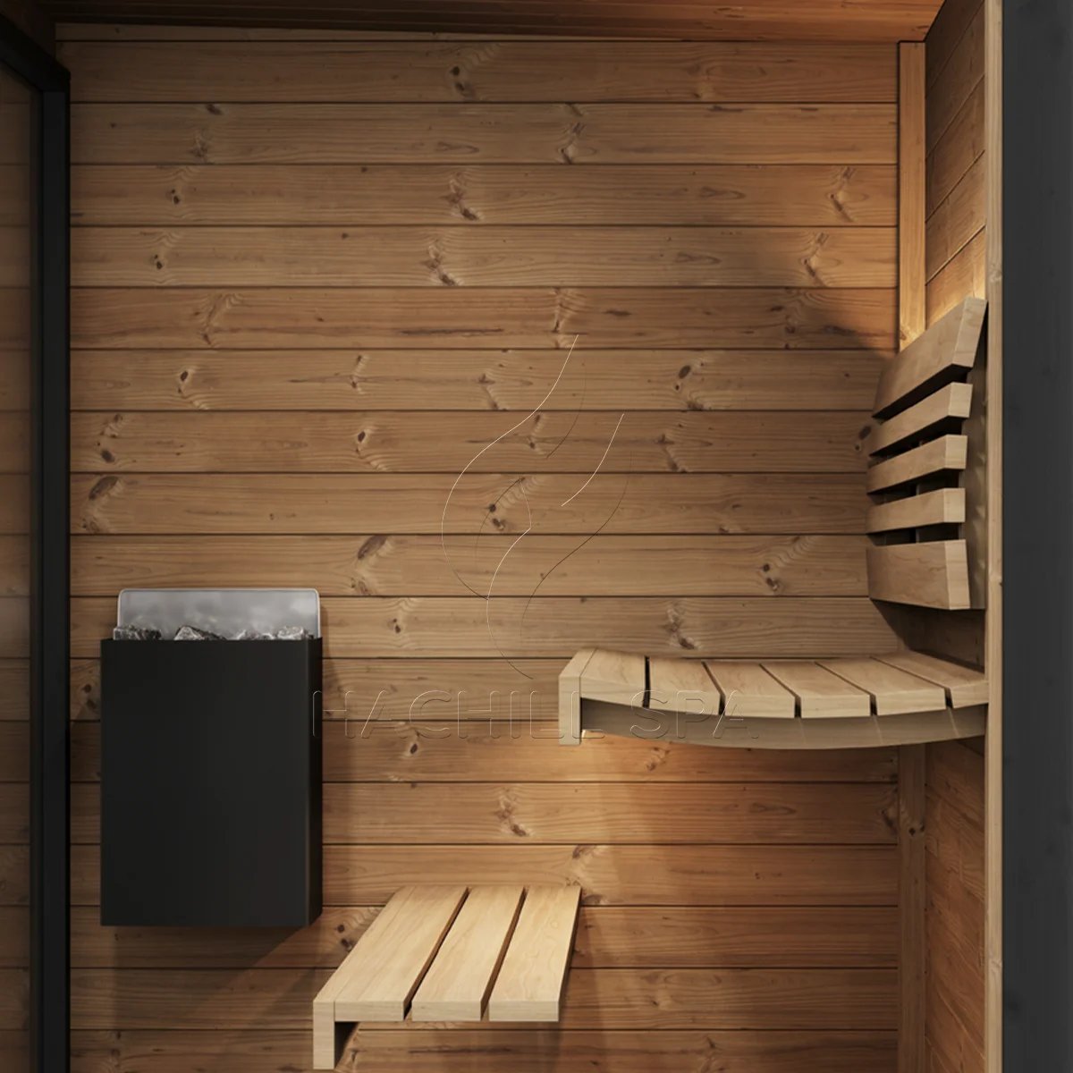 Outdoor SaunaGym 4 Person Outdoor Dry Steam Sauna Kit Pro-Quality Interlocking Construction Wood Cabin Structure 9KW For Backyar view 5