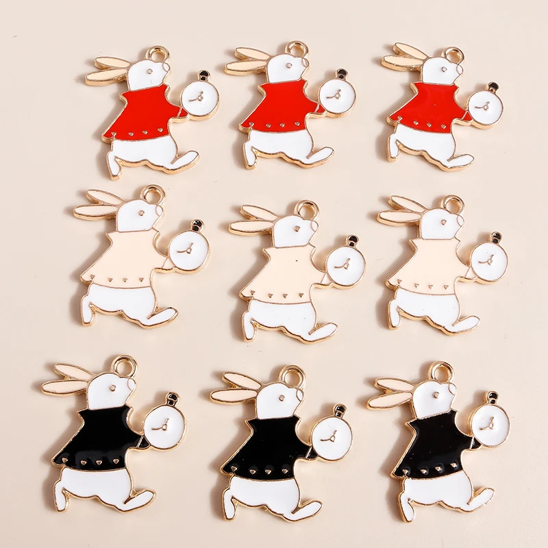 20 Stück Cartoon-Tier-Hasen-Anhänger, Emaille-Hasen-Anhänger für die Herstellung von Ohrhängern, Halsketten, DIY-Bastelarbeiten und Schmuckzubehör – Detail 16
