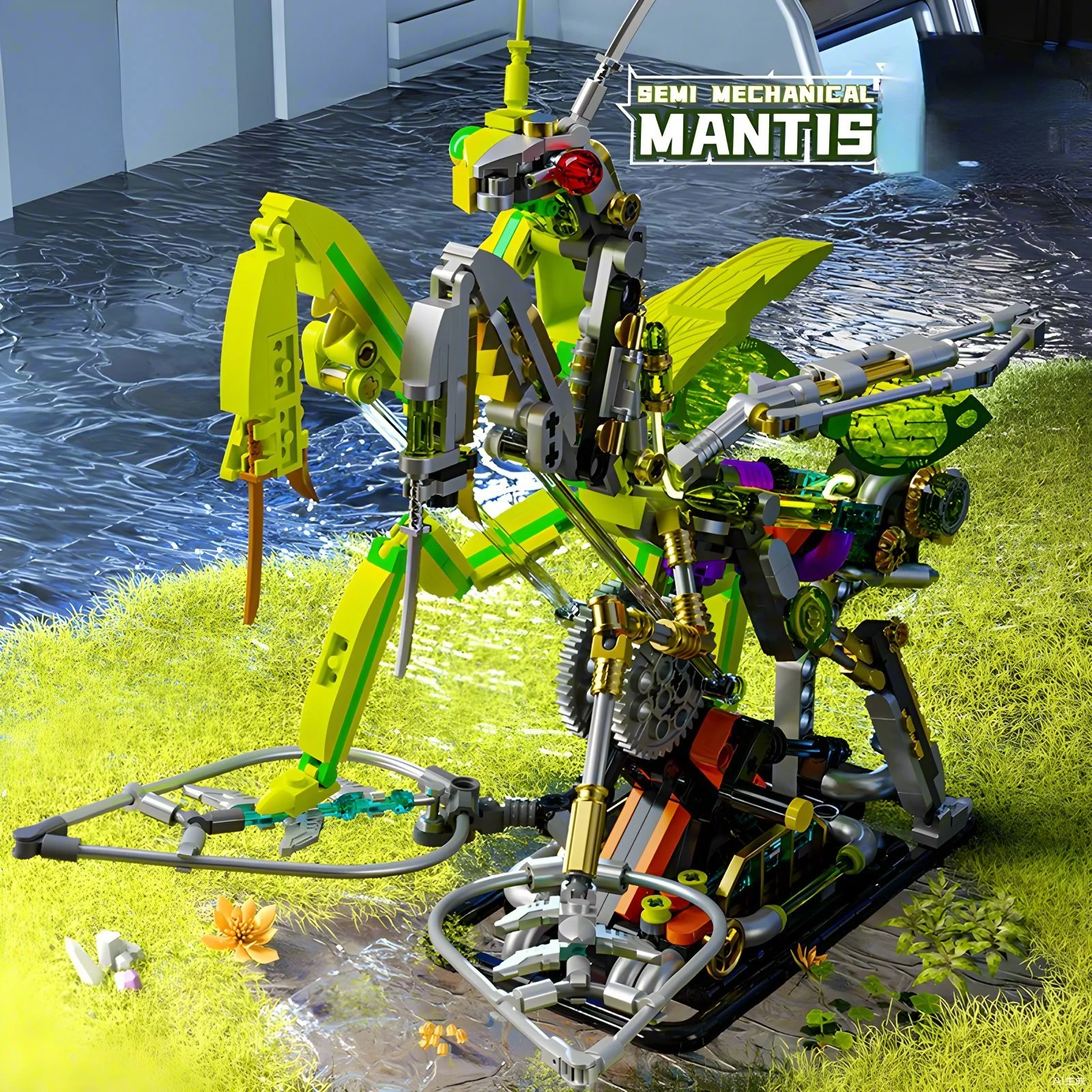 DIY Mantis Building Blocks วิทยาศาสตร์กึ่งเครื่องกล, Building Blocks, ของเล่นการสอน, โมเดลของขวัญสําหรับเด็ก (999 เม็ด)