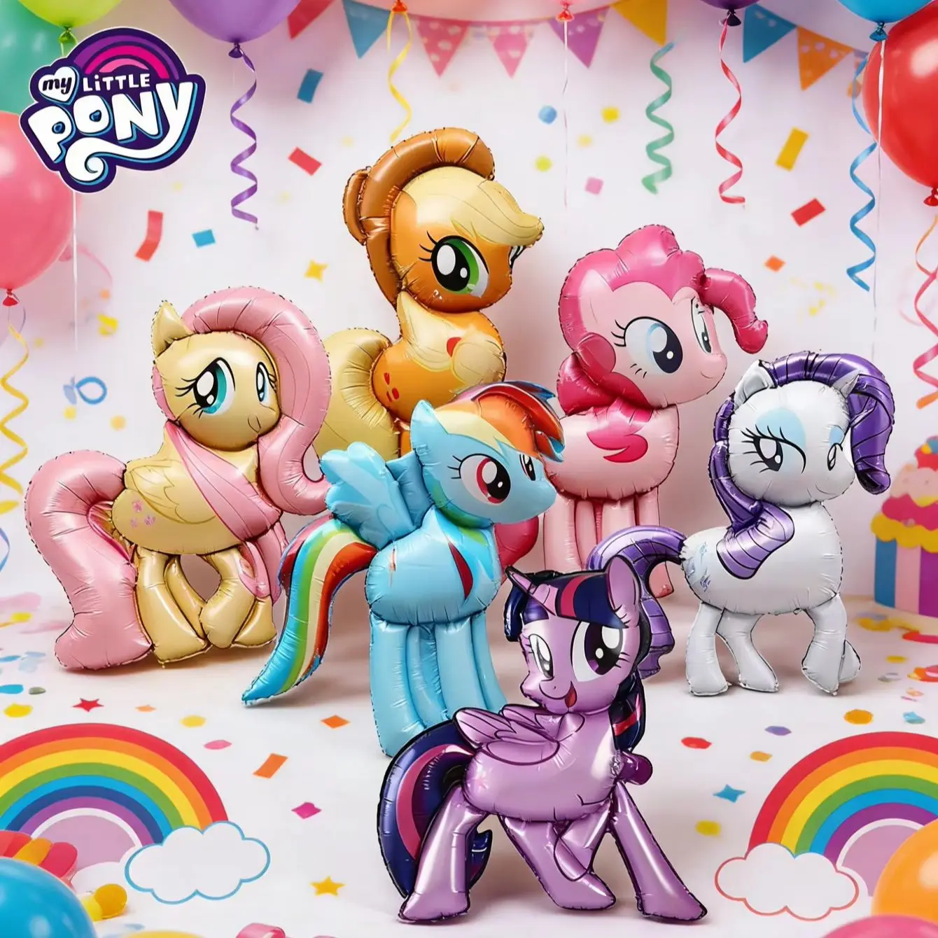 My Little Pony 6-teiliges Folienballon-Set Cartoon-Ballons Twilight Sparkle Pinkie Pie Partydekoration Geburtstagsfeier-Zubehör – Detail 1