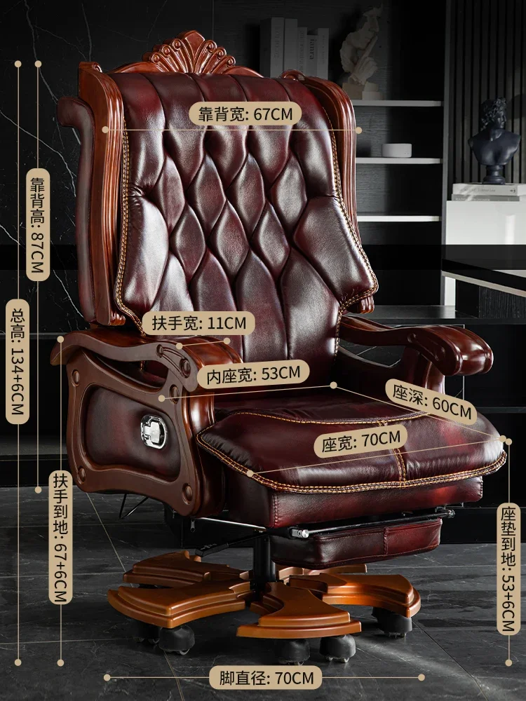 NEW Genuine leather boss chair, business massage senior class chair, reclining office c