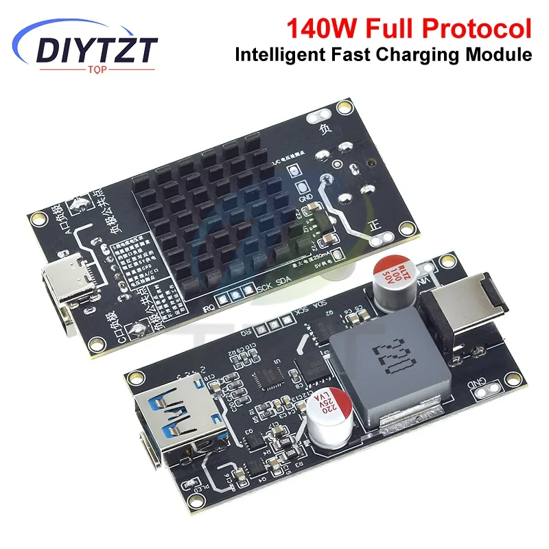 DIYTZT DC 6-30V 140W Multi Protocollo Desktop Modulo di Ricarica Veloce Intelligente Ad Alta Potenza Per QC4.0 +/5.0 PD PPS FCP SCP SFCP AFC