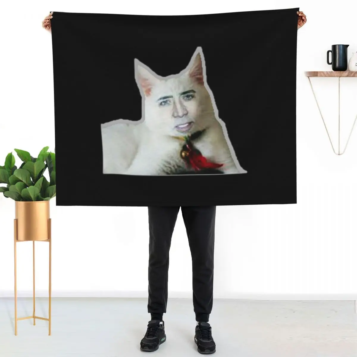 

Nicolas Cage as Cat - Nicholas Cage - Nick Cage - Nic Throw Blanket Cozy Sofa Blanket for TV Watching Napping
