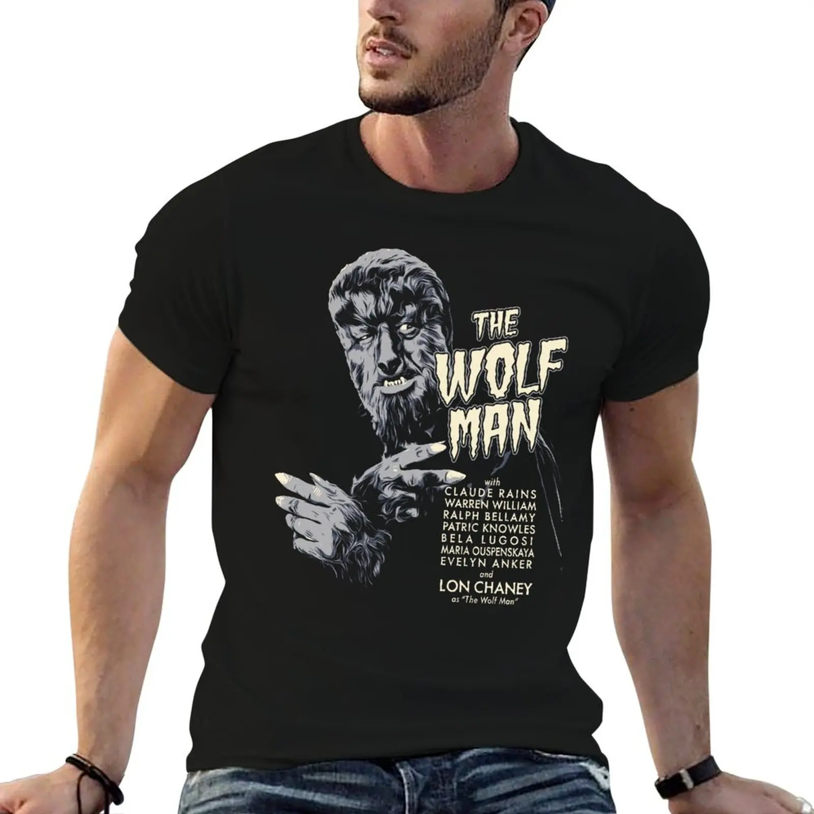 مصمم للقمصان الرجالية تصميم قمصان تي شيرت تي وولف مان – تي شيرت كلاسيكي من القطن The